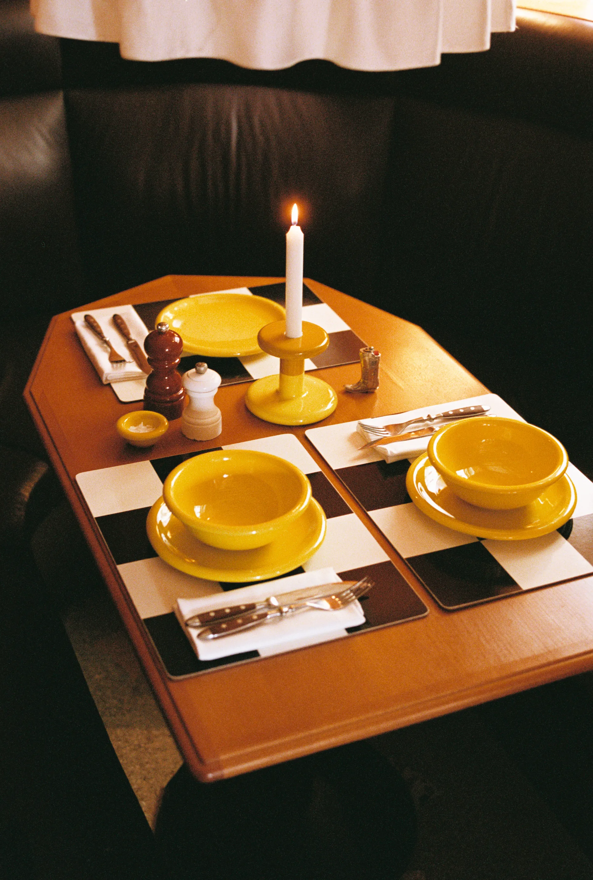 Check 餐垫 30x40 cm 两件套装, Butter-burgundy Hem