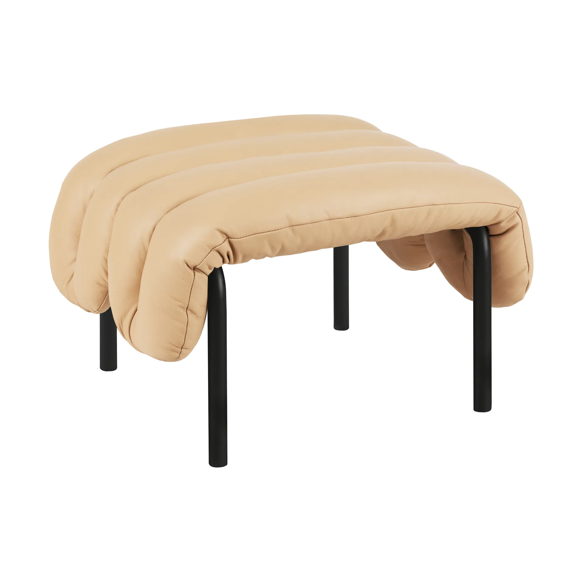 Puffy ottoman 58x67 cm, 沙色 皮革-黑色 灰色 Hem