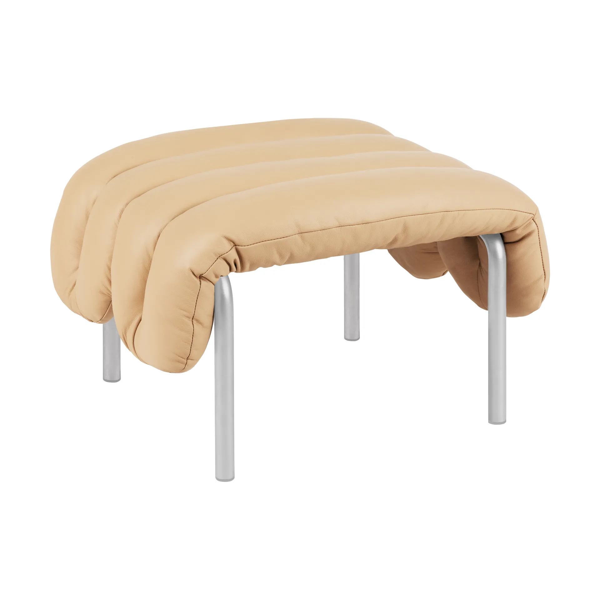 Puffy ottoman 58x67 cm, 沙色 皮革-不锈钢 Hem