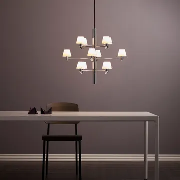 Gil Crown 12枝吊灯 - 铬色欧泊玻璃 - Herstal