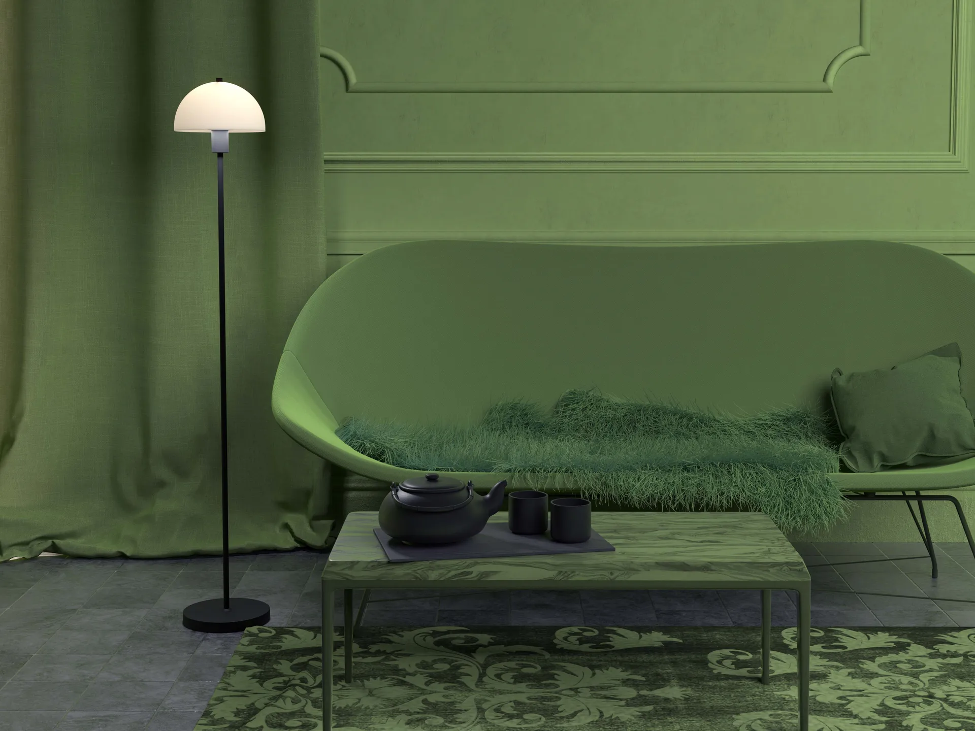 Vienda 落地灯, 黑色-白色玻璃 Herstal