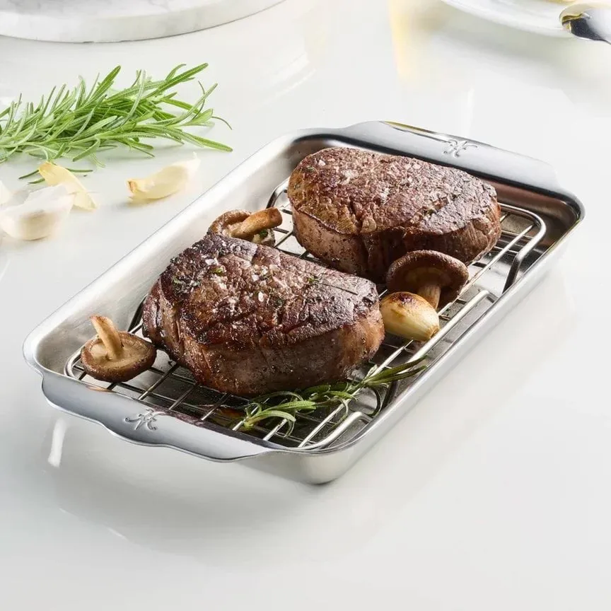 Hestan Ovenbond 带冷却架烤盘, 不锈钢，16.8x28.8cm Hestan