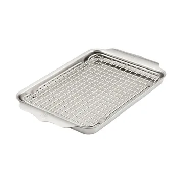 Hestan OvenBond 石英平底锅配烤箱烤架 - 不锈钢，24x39cm - Hestan