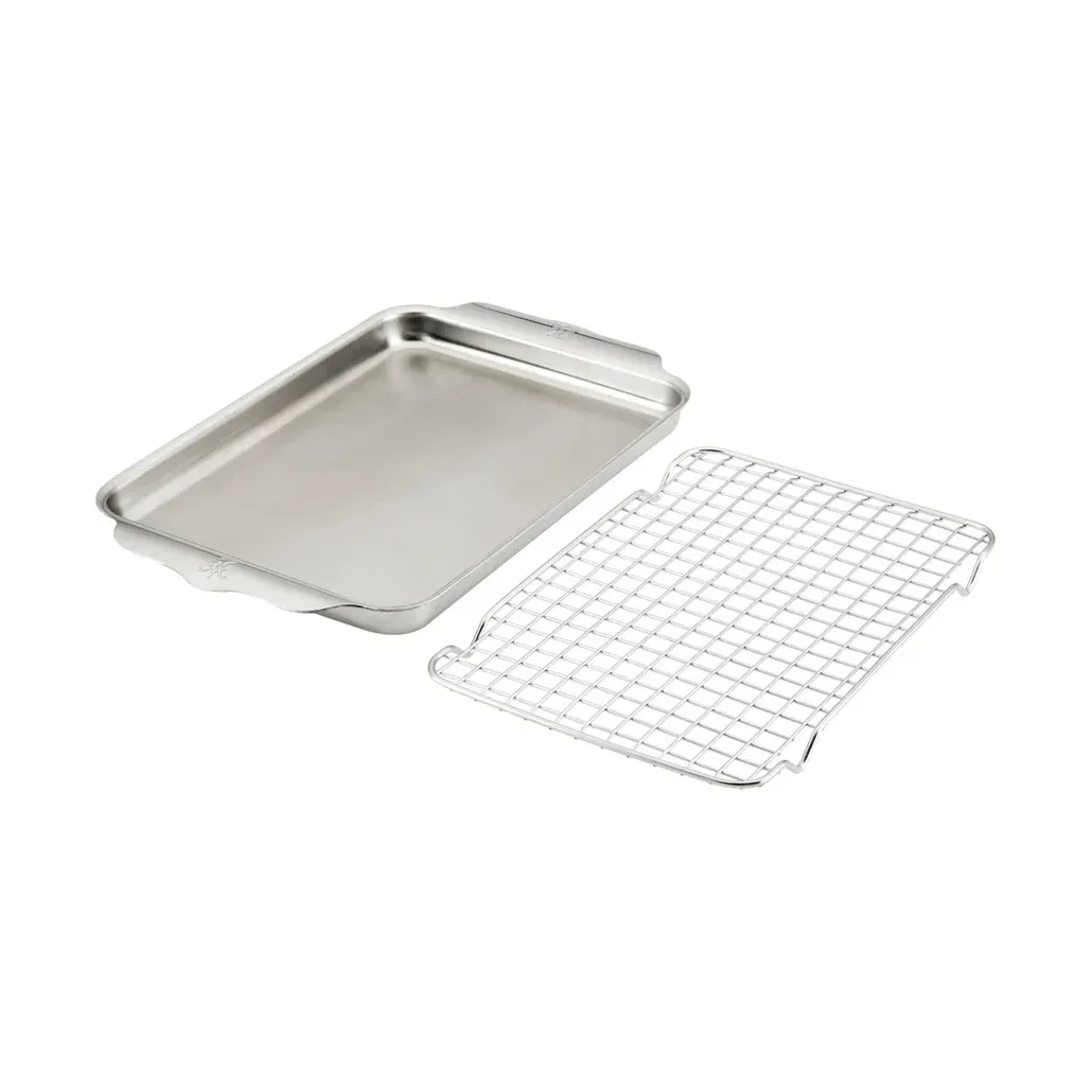 Hestan OvenBond 石英平底锅配烤箱烤架, 不锈钢，24x39cm Hestan