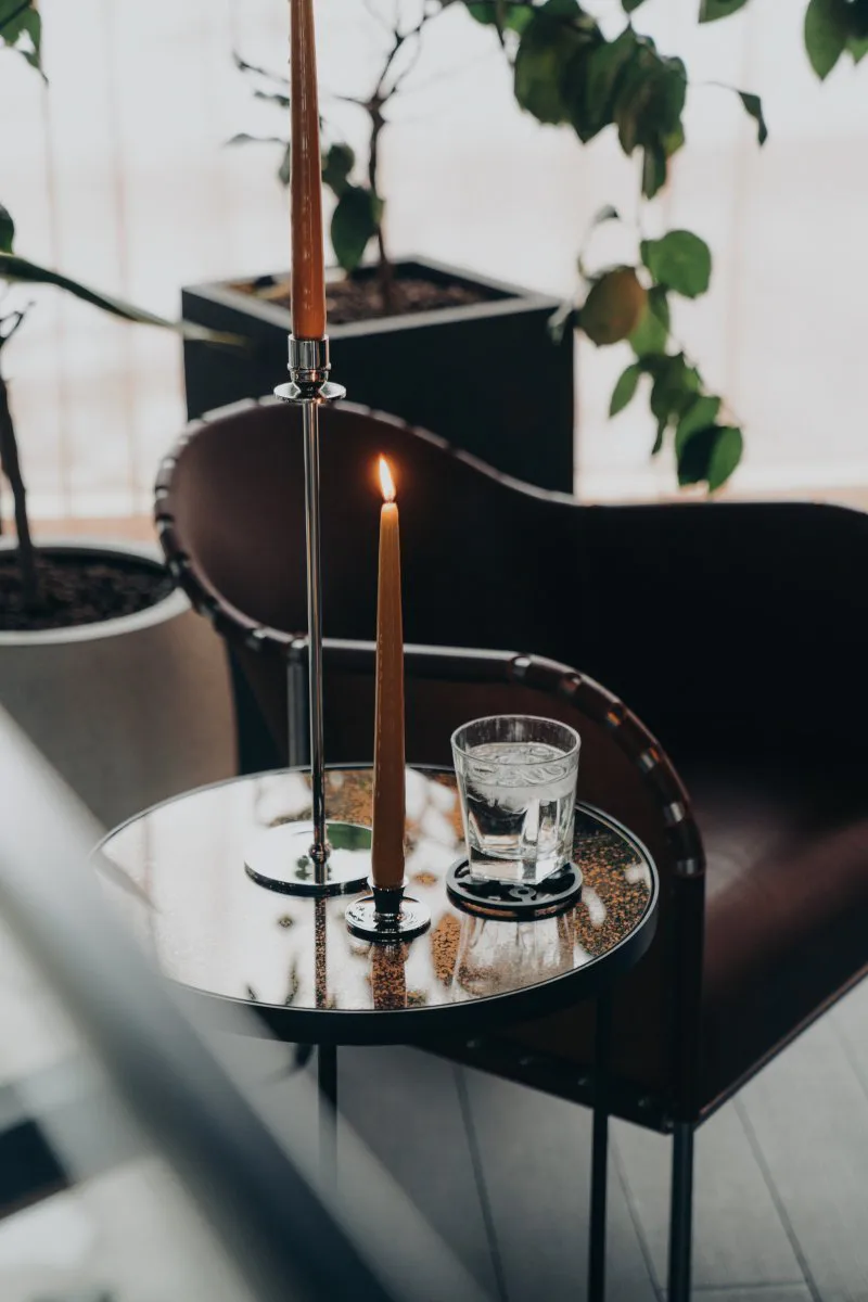 Chiaro Di Luna 烛台 40 cm, Nickel-plated brass Hilke Collection