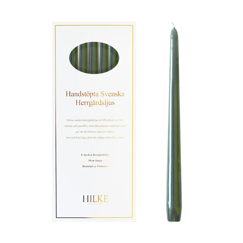 Herrgårdsljus 蜡烛30cm 6件装, Antique 绿色 Hilke Collection