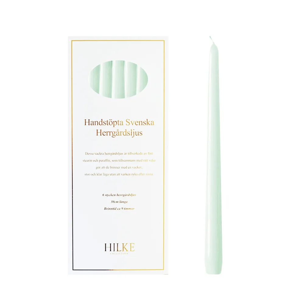 Herrgårdsljus 蜡烛30cm 6件装, 尤加利绿 Hilke Collection