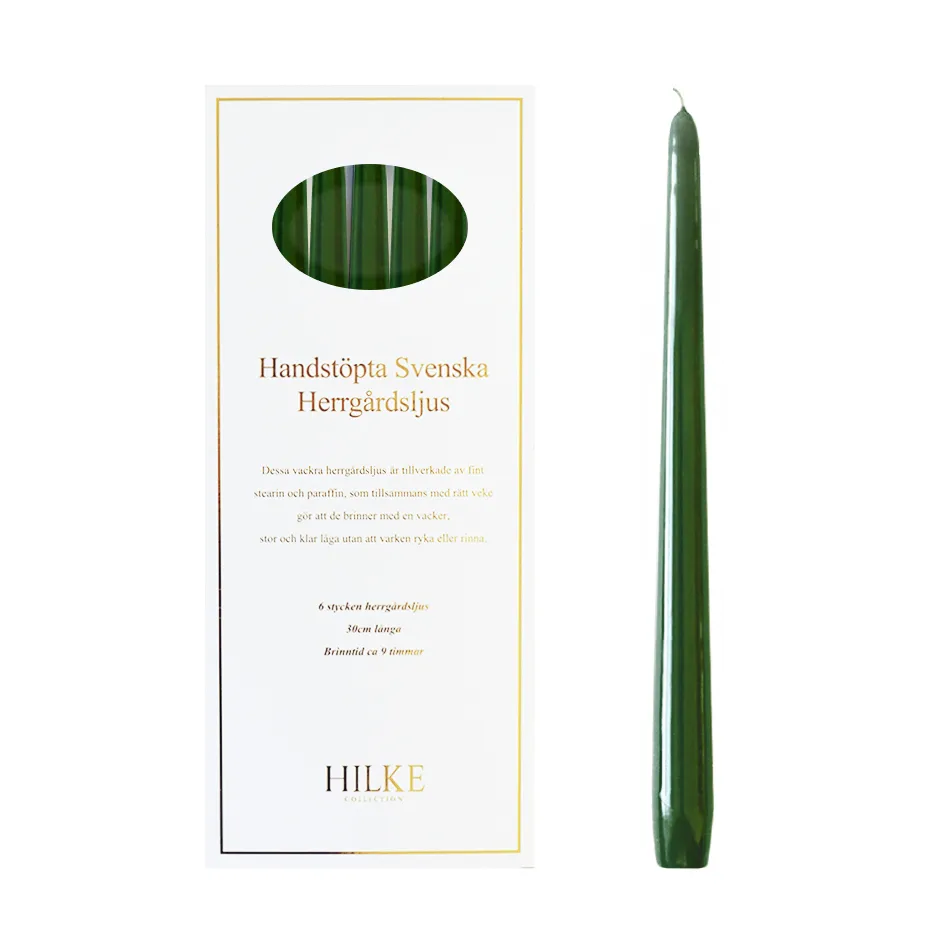 Herrgårdsljus 蜡烛30cm 6件装, 深绿色 Hilke Collection