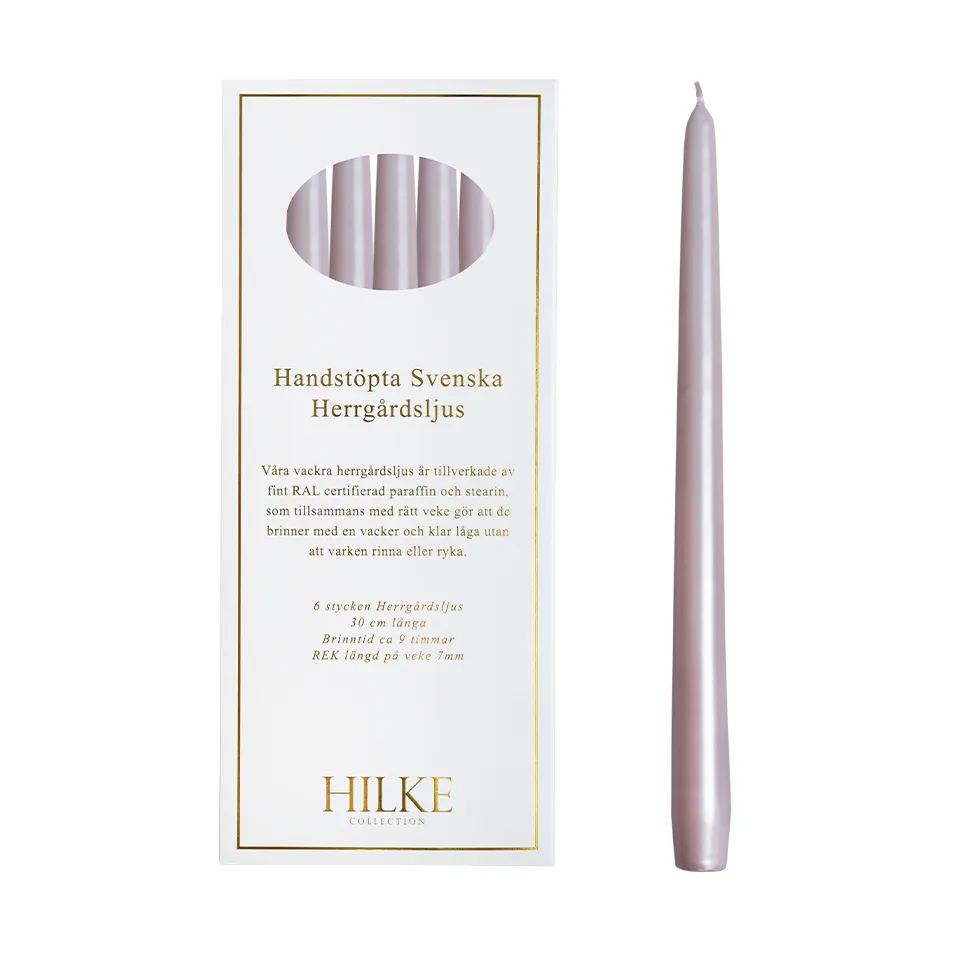 Herrgårdsljus 蜡烛30cm 6件装, 珍珠灰粉色 Hilke Collection