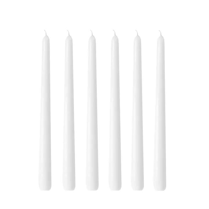 Herrgårdsljus 蜡烛30cm 6件装 - 亮面白色 - Hilke Collection