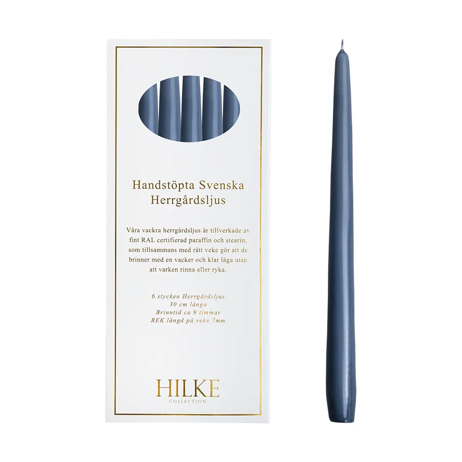 Herrgårdsljus candles 30 cm 六件套装 , 蓝色-灰色 Hilke Collection