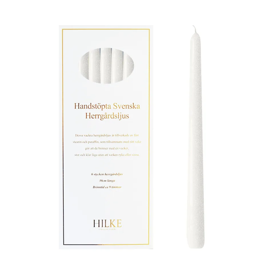 Herrgårdsljus candles 30 cm 六件套装 , 珍珠 白色 glossy Hilke Collection
