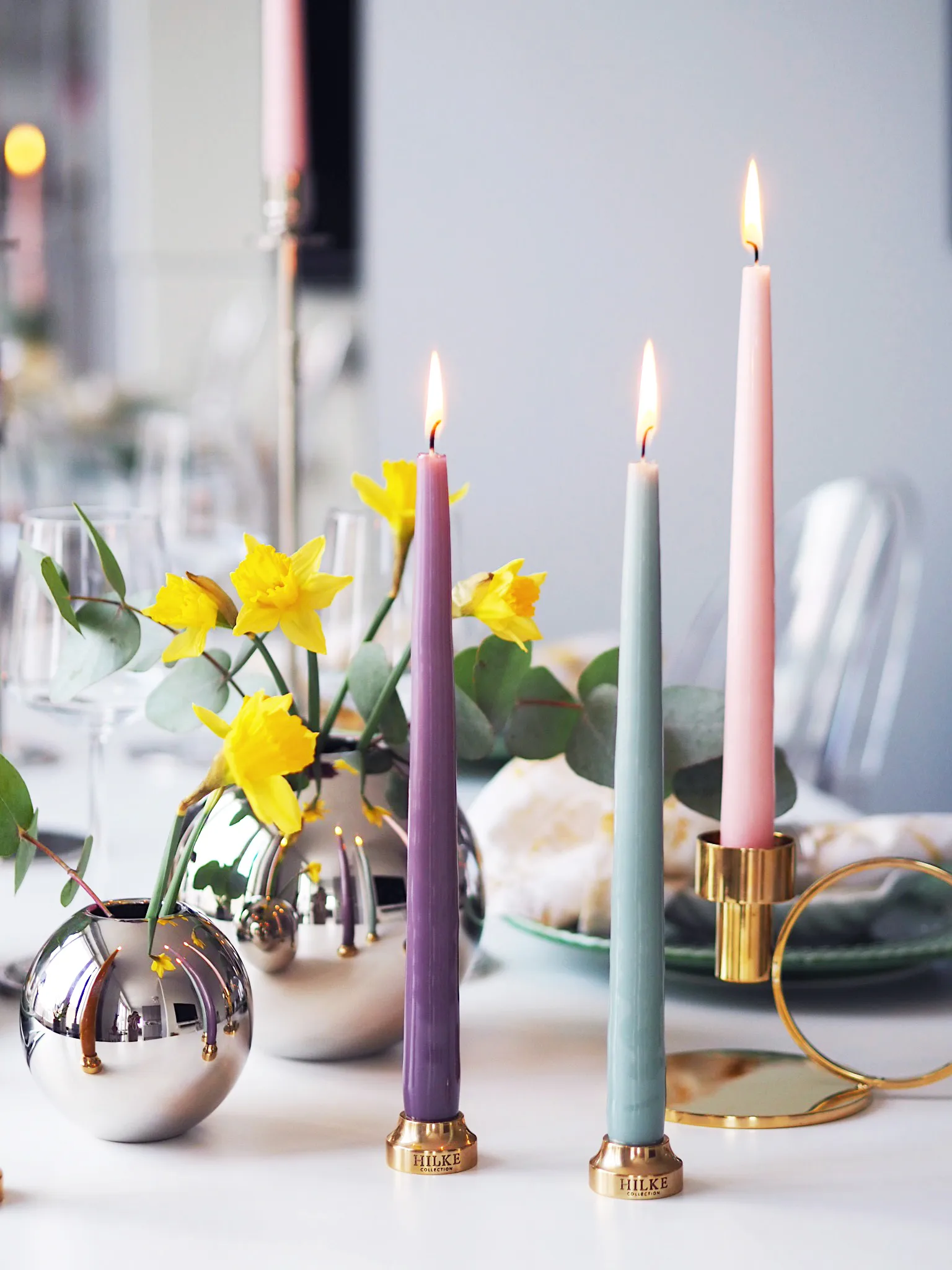 Herrgårdsljus candles 30 cm 六件套装 , 粉色 glossy Hilke Collection