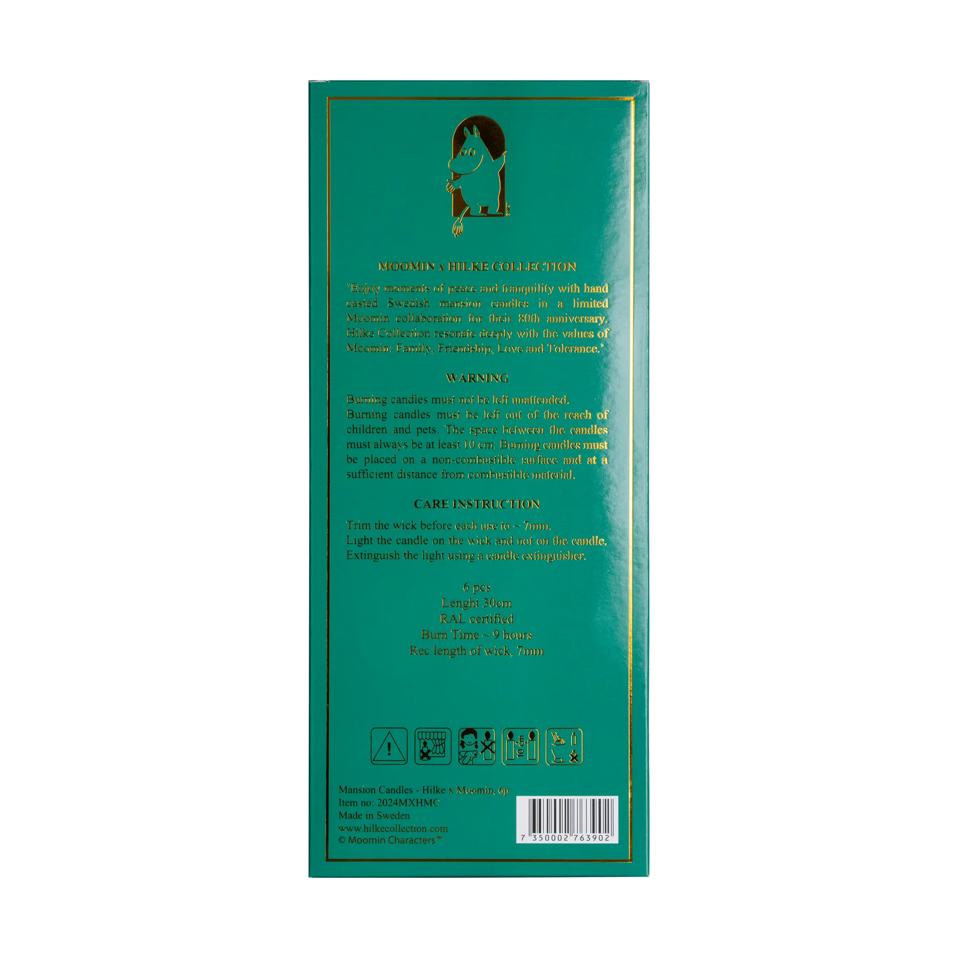Herrgårdsljus candles 30 cm 六件套装 , Moomin Hilke Collection