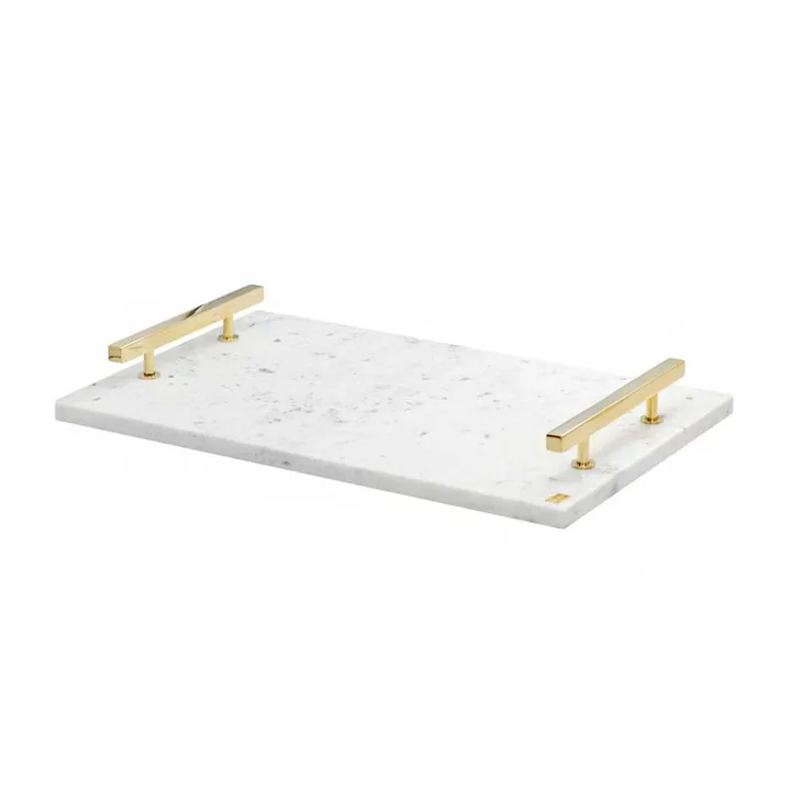 Hilke Collection 托盘 40.5x25.5cm - 白色大理石_实心黄铜 - Hilke Collection