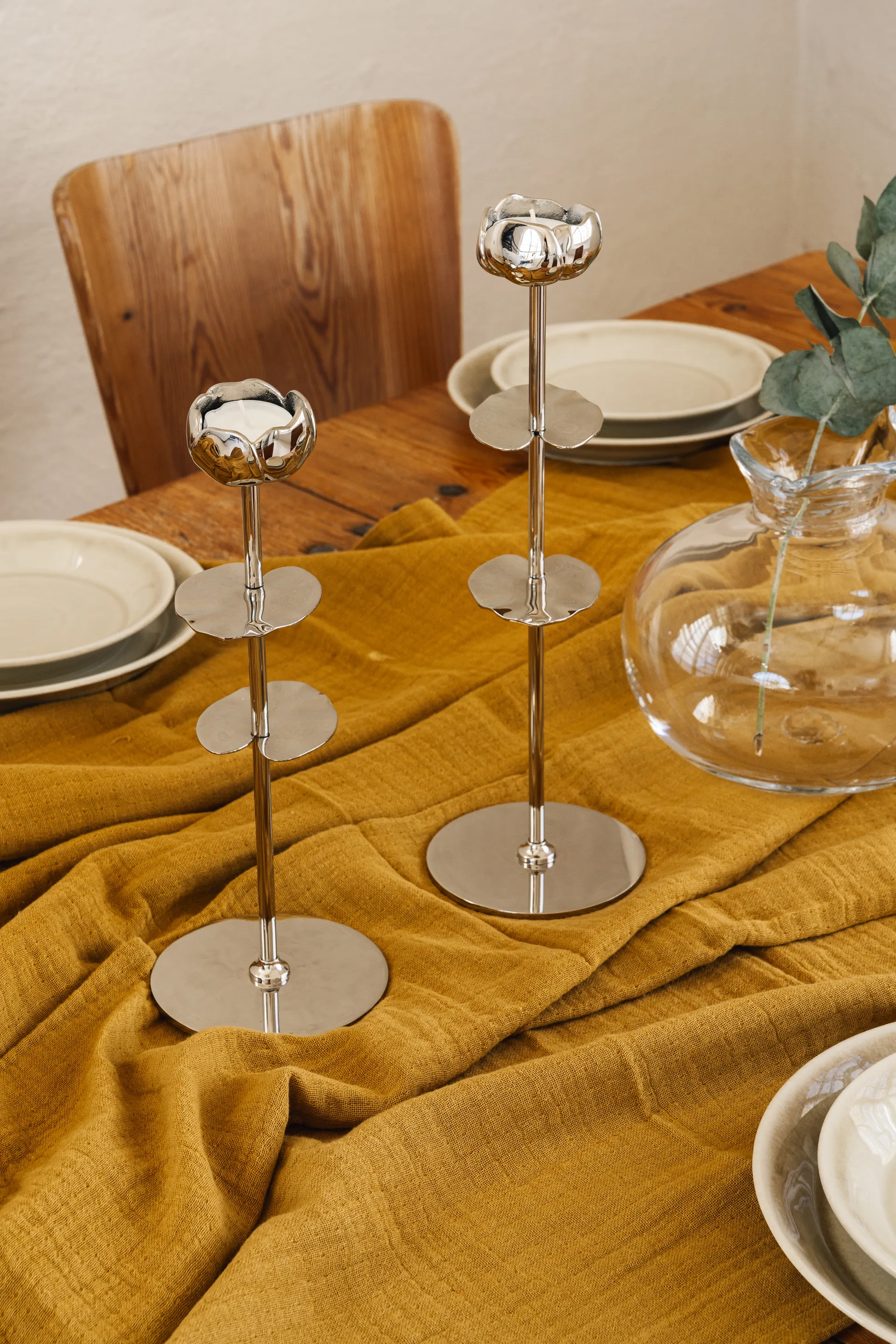 Ninfea Alta 烛台 30 cm, 镍镀 黄铜 Hilke Collection