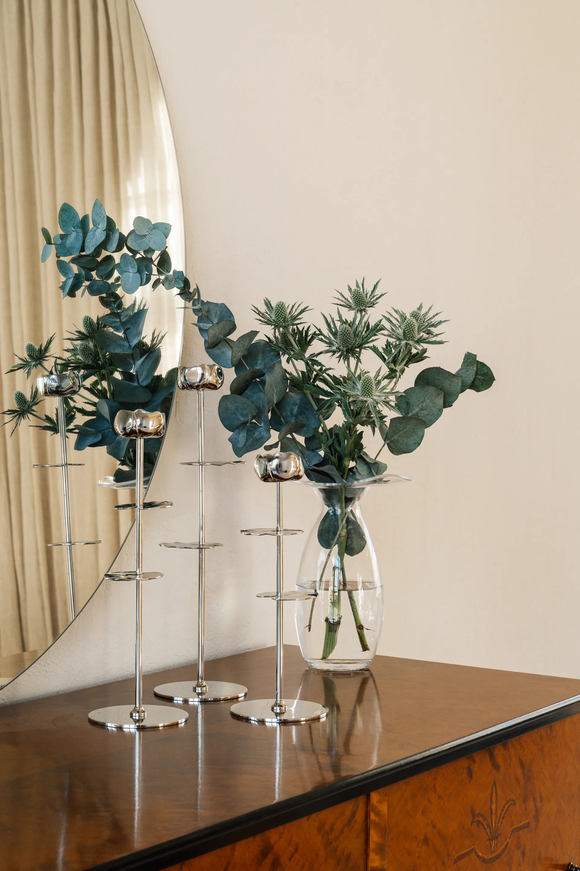 Ninfea Alta 烛台 35 cm, 镍镀 黄铜 Hilke Collection