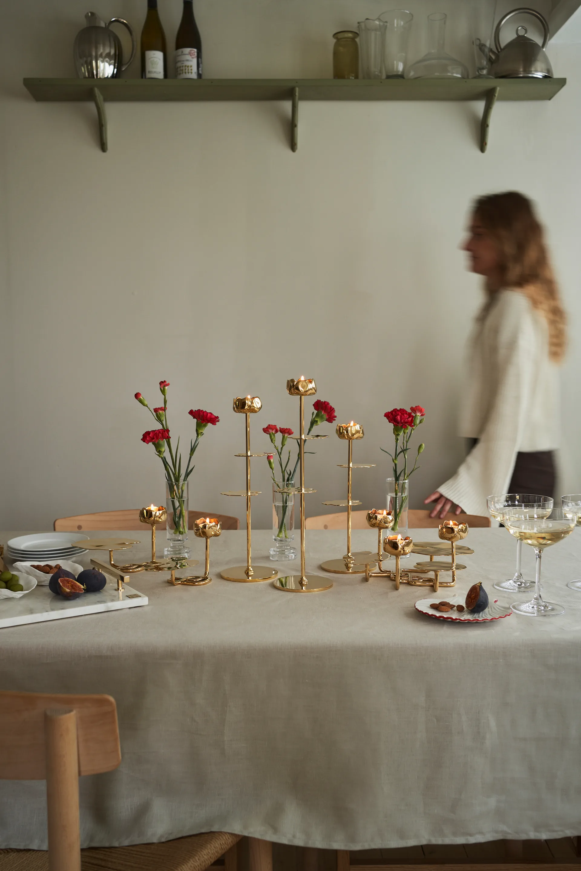 Ninfea Alta 烛台 40 cm, 黄铜 Hilke Collection