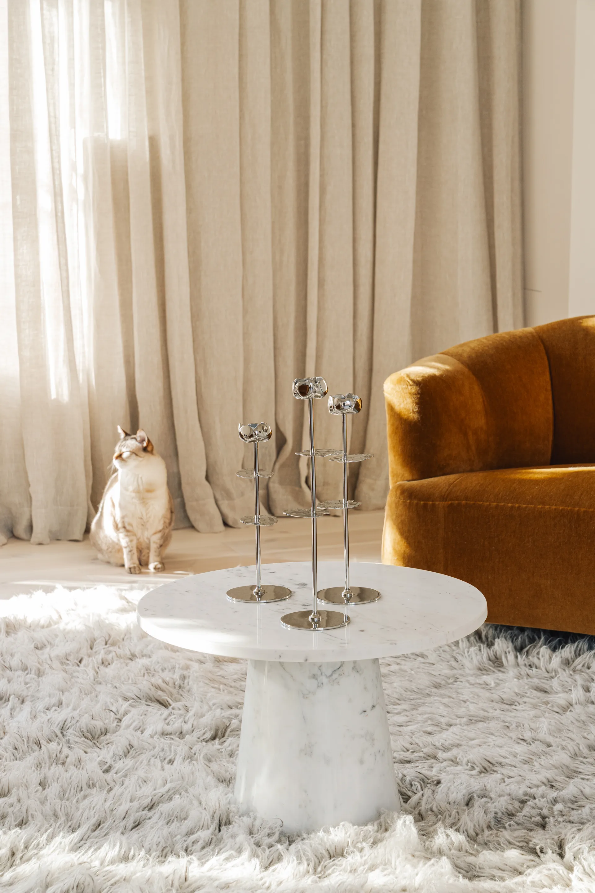 Ninfea Alta 烛台 40 cm, 镍镀 黄铜 Hilke Collection