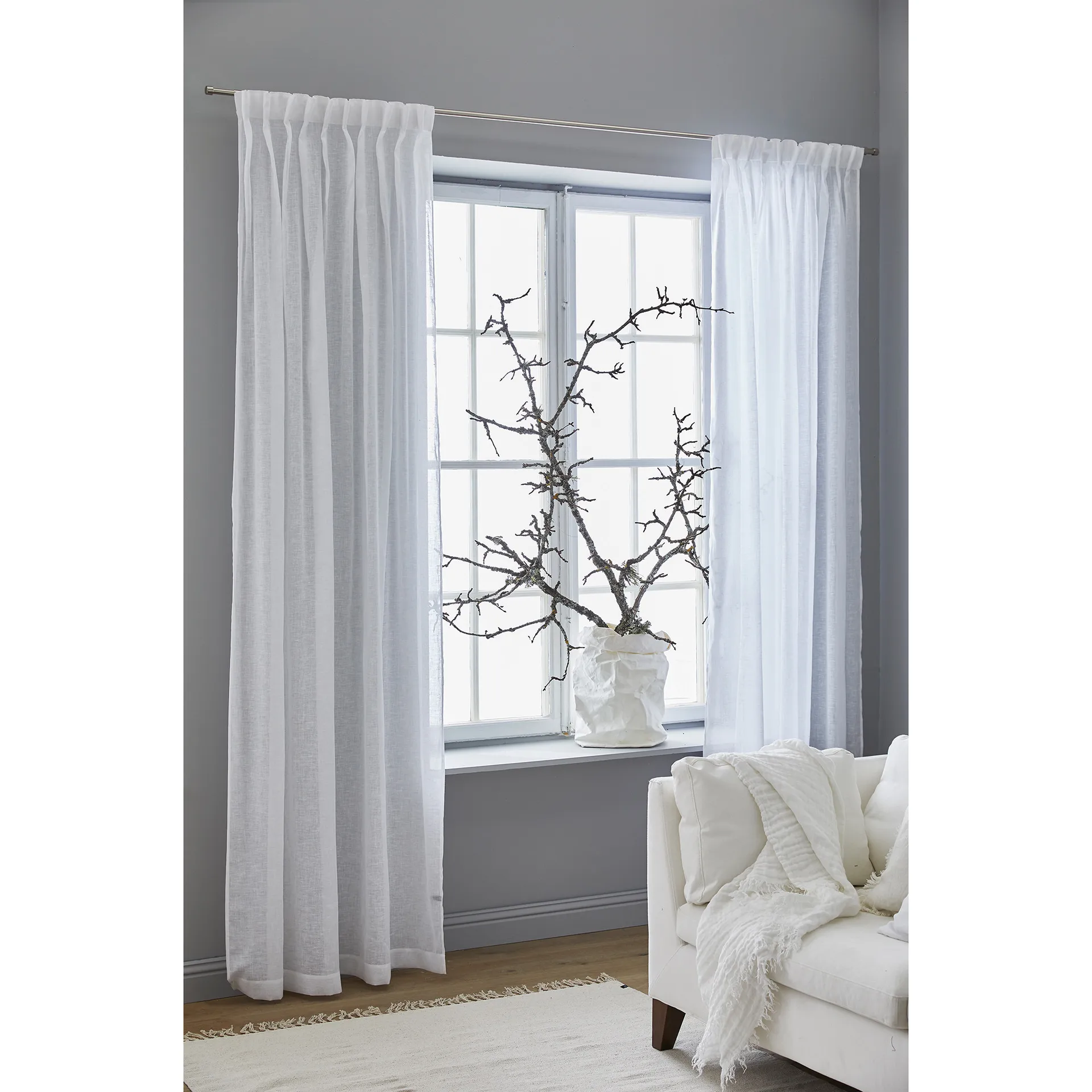 Dalsland curtain with heading tape and channel, optical 白色 Himla