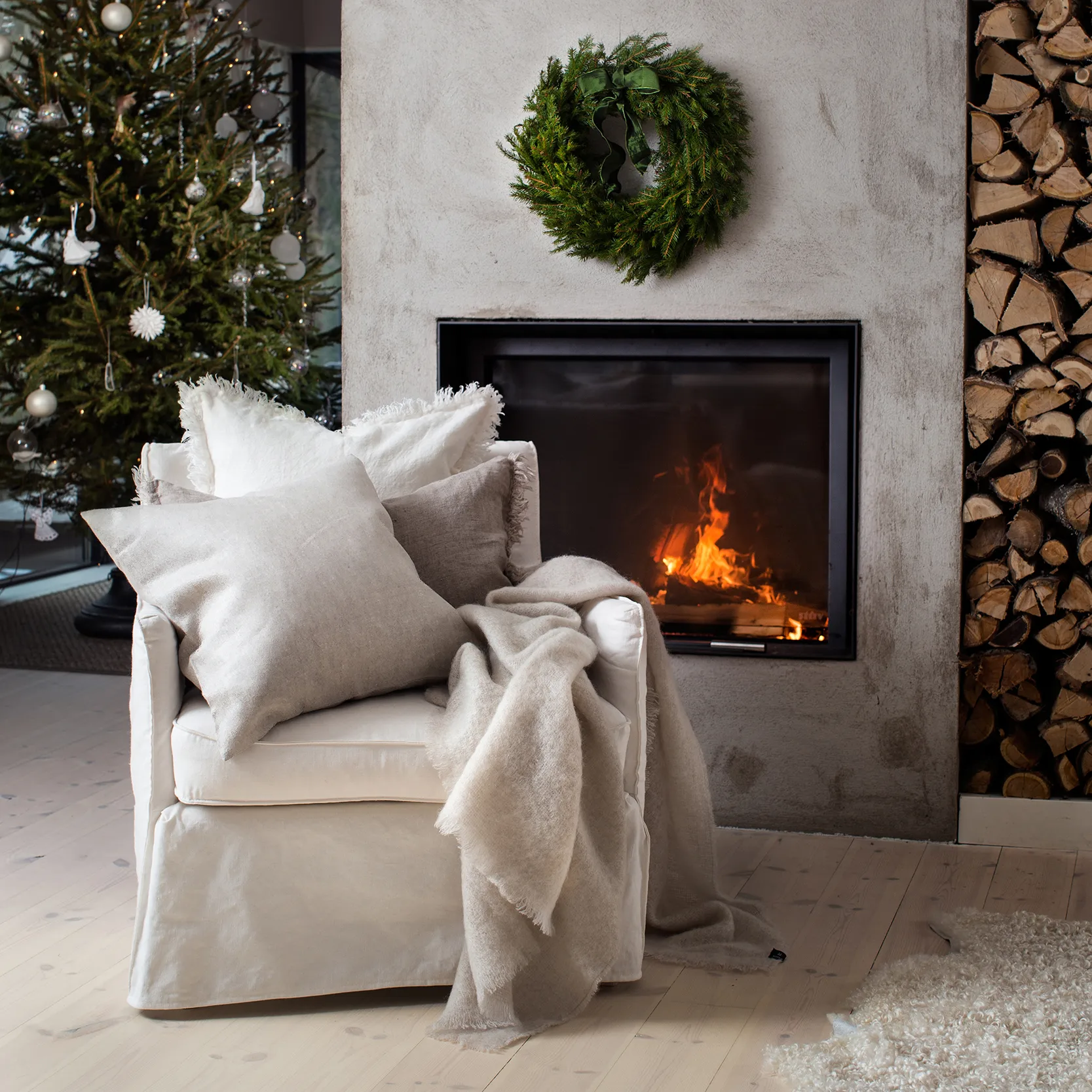 Merlin 枕头套 50x50 cm, off-白色 (白色) Himla