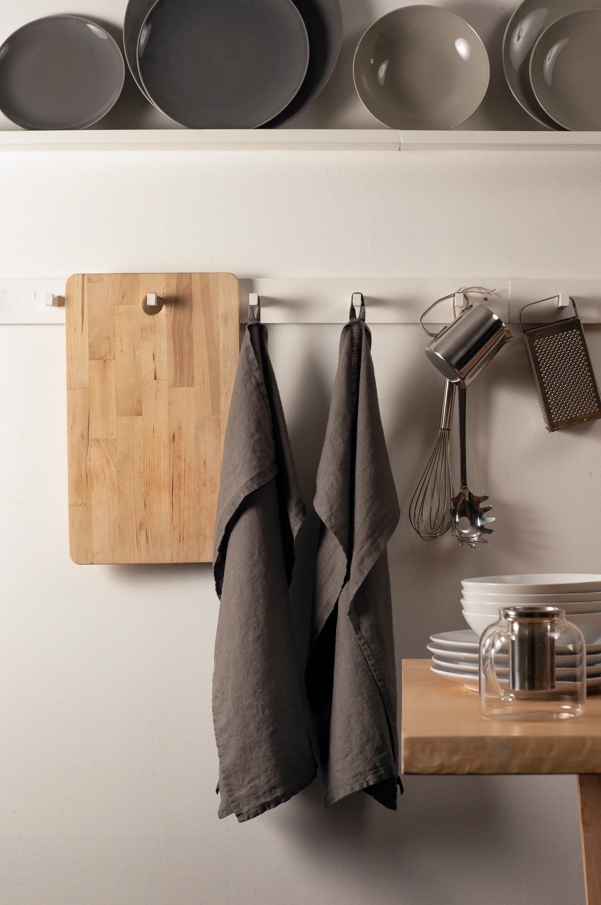 Sunshine 厨房巾 两件套装, Charcoal (dark 灰色) Himla