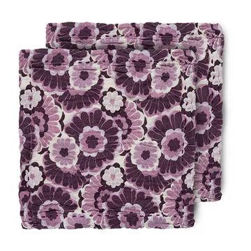 Floral cotton 餐巾纸 30x30 cm 两件套装 - Burgundy - HKliving