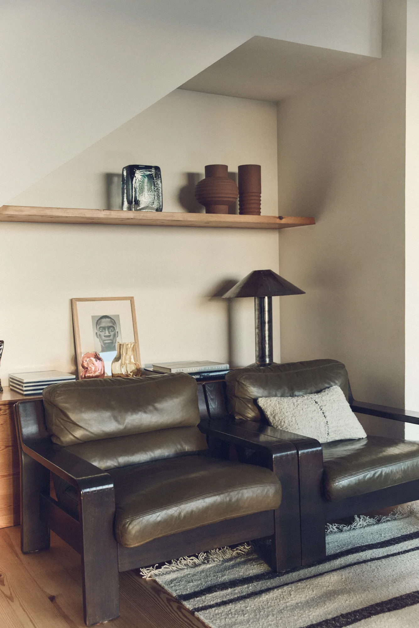 Natural 羊毛 striped 靠枕|靠垫 30x50 cm, 白色 HKliving