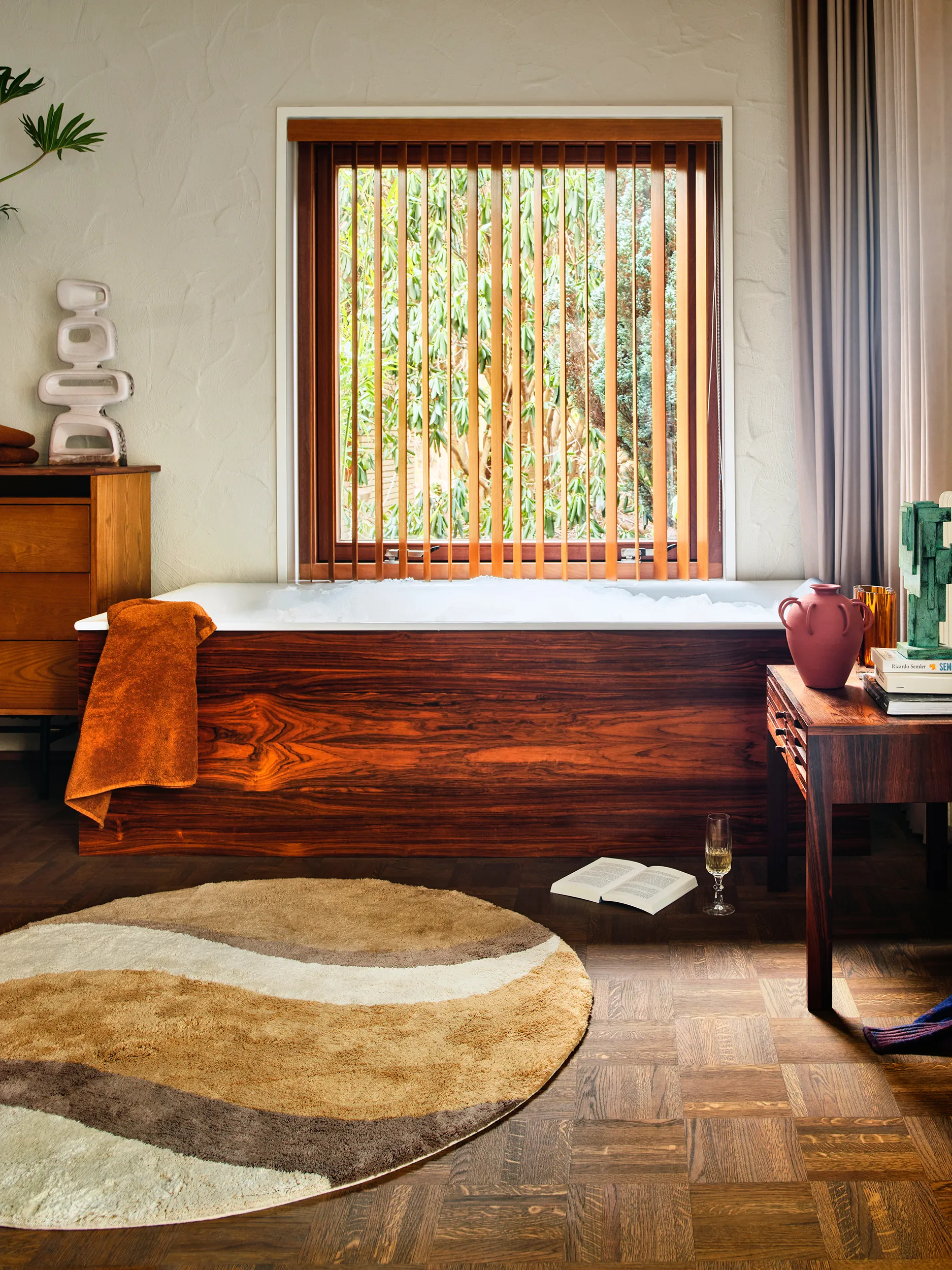 Natural Waves 浴室地垫 Ø120 cm, 原色/自然色 multicolours HKliving