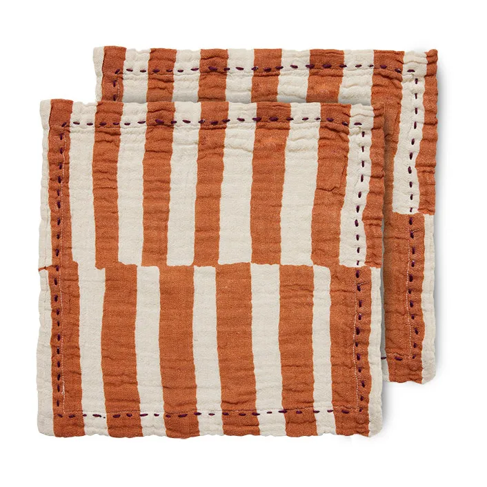 Striped cotton 餐巾纸 30x30 cm 两件套装, Mandarin HKliving
