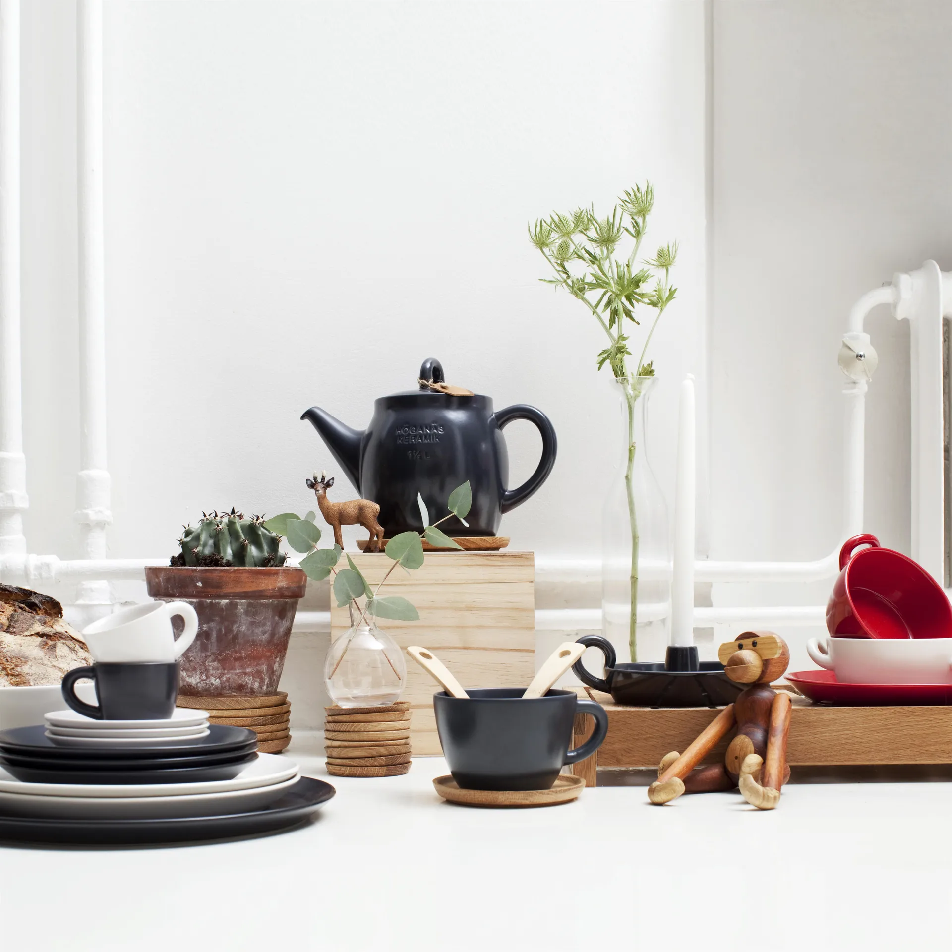 Höganäs 茶壶 , shiny 白色 Höganäs Keramik