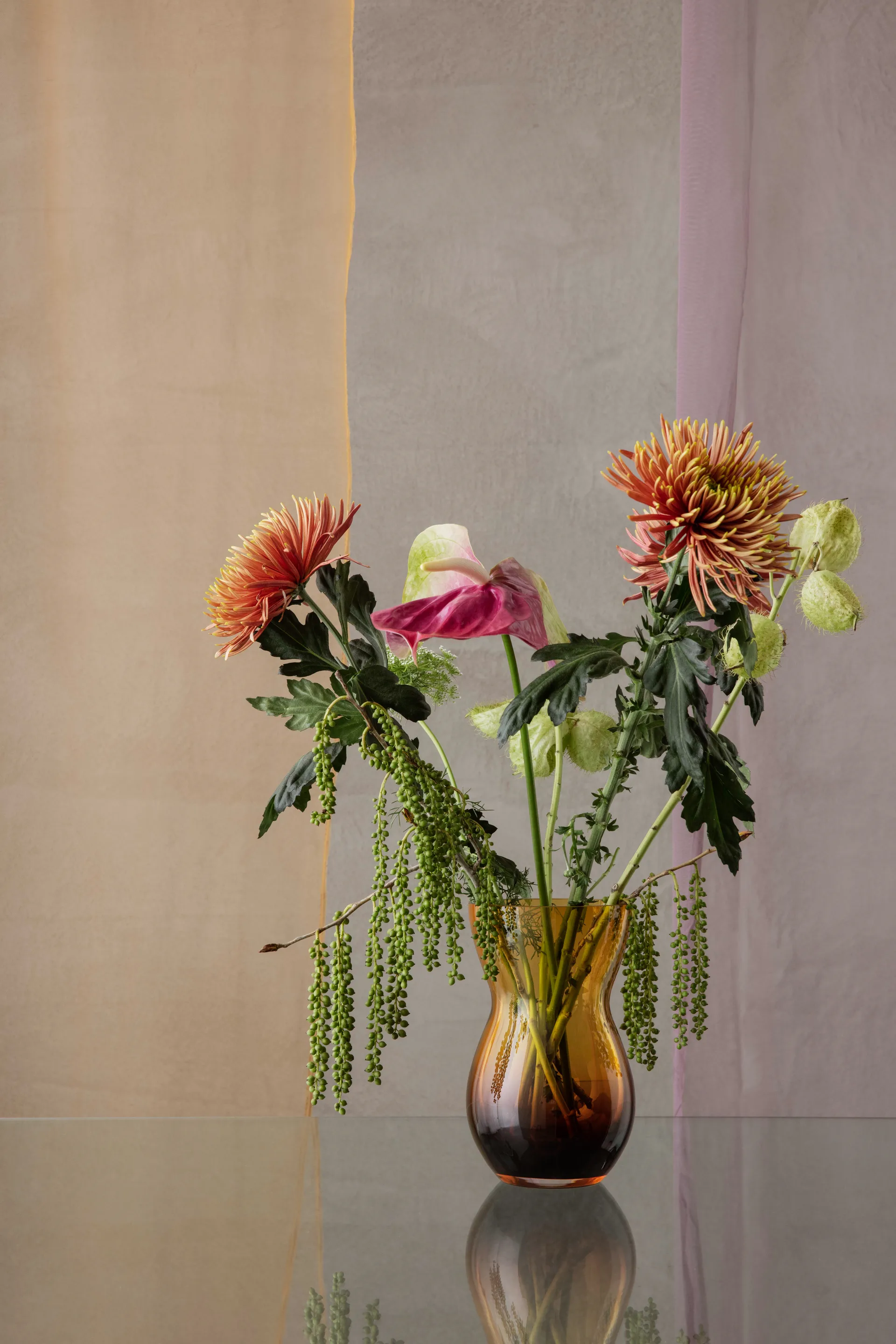 Calabas 花瓶21cm, 勃艮第红_琥珀色双拼 Holmegaard