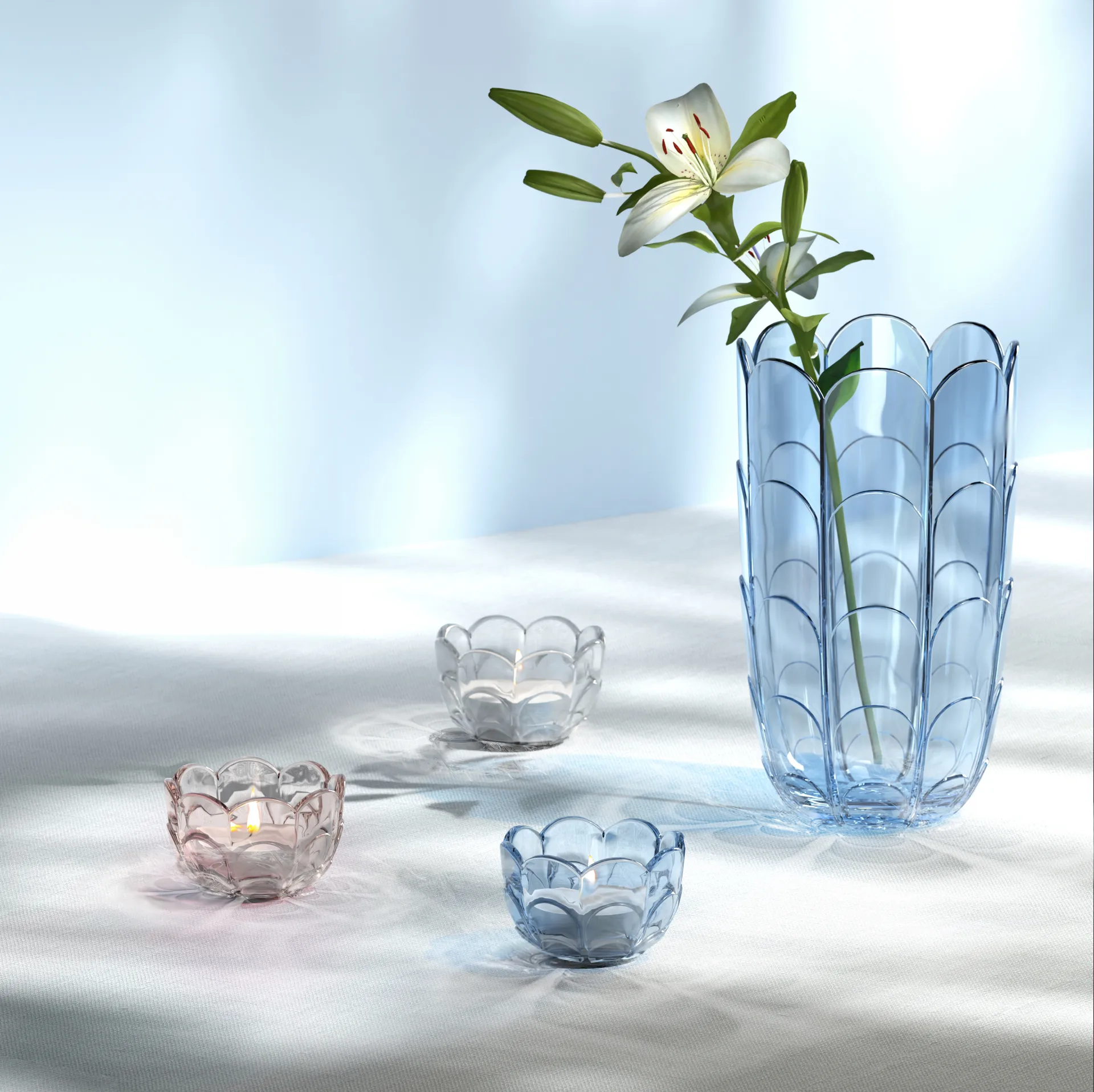 Lily 烛台 Ø7 cm, 蓝色 iris Holmegaard