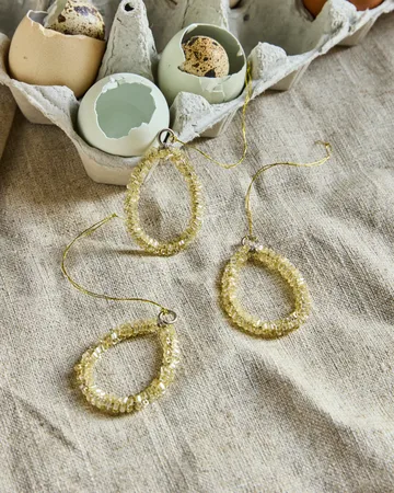 Beads Easter hanging ornaments, 三件套装 - Champagne - House Doctor