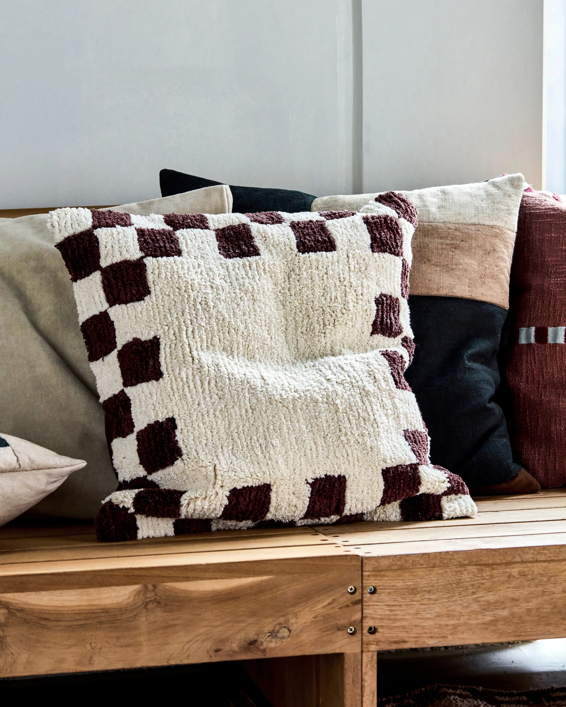 Chess 靠枕套, 褐色-米白色, 50x50 cm House Doctor