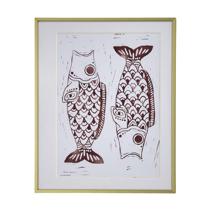 Fish wall art painting 40x50 cm - Burgundy - House Doctor