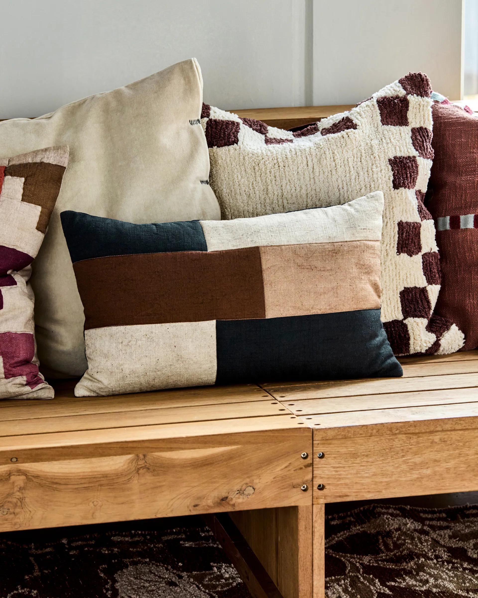 Patch 靠枕套 30x50 cm, 黑色-沙色-褐色 House Doctor