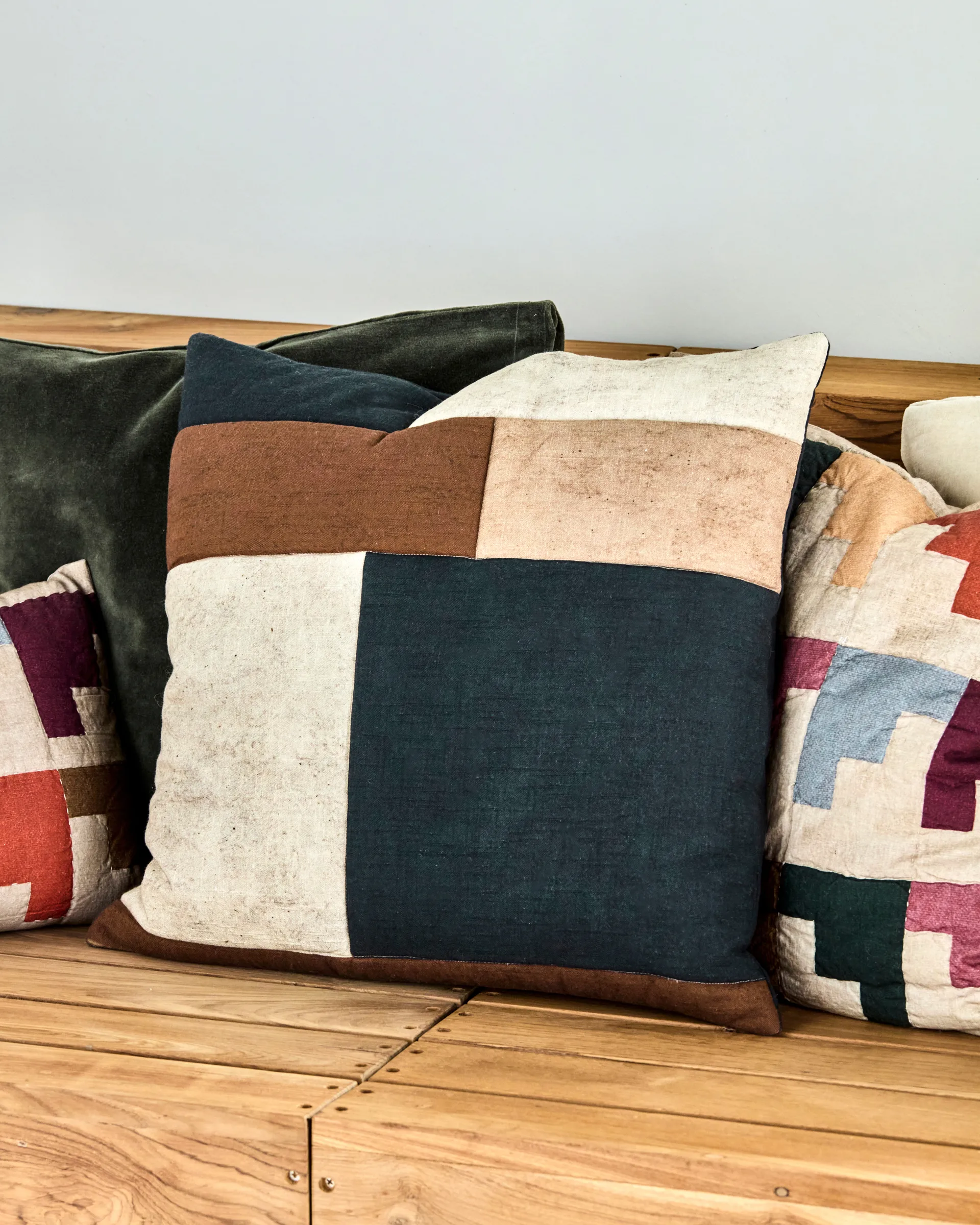 Patch 靠枕套 50x50 cm, 黑色-沙色-褐色 House Doctor