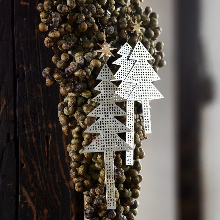 Tree with Star hanging 装饰 perforated 三件套装, Antique 银色 House Doctor