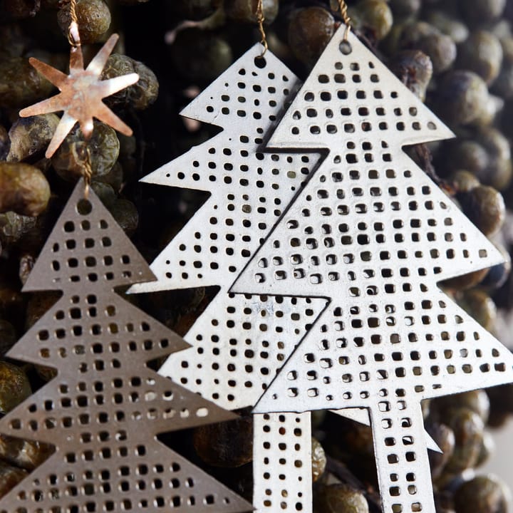 Tree with Star hanging 装饰 perforated 三件套装, Antique 银色 House Doctor
