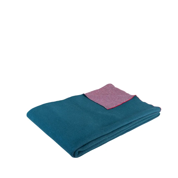 棉毯子 140x200 cm - Petroleum 蓝色-波尔多 - Hübsch