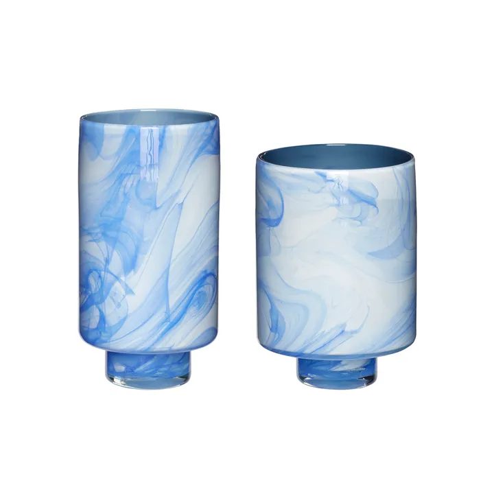 Hübsch 花瓶 2个装 - 白蓝色 - Hübsch