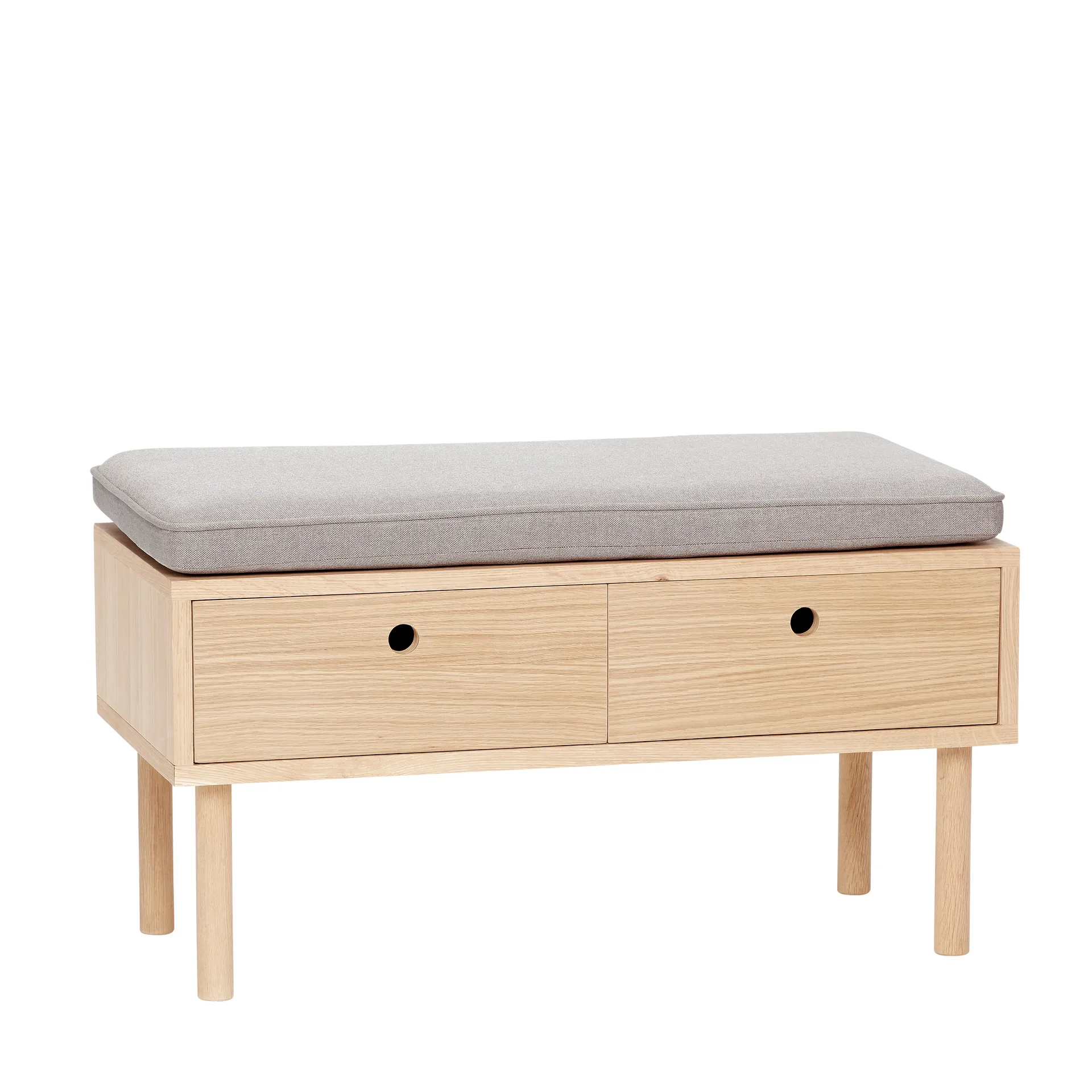 长椅 with 靠枕|靠垫 和 drawers 40x85 cm, Nature-灰色 Hübsch Interior