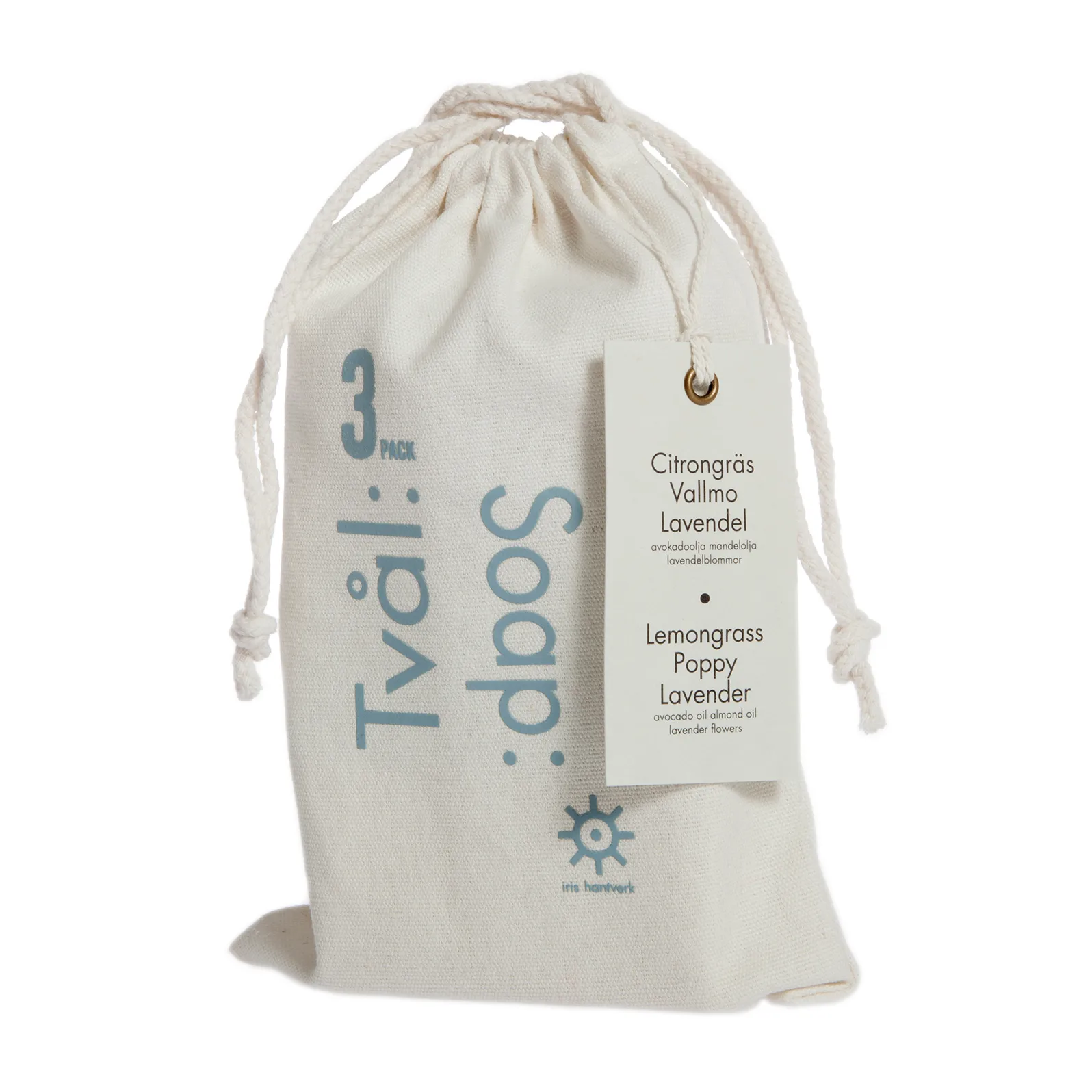 Iris hantverk soap 三件套装, lemon grass-poppy seed-lavender Iris Hantverk