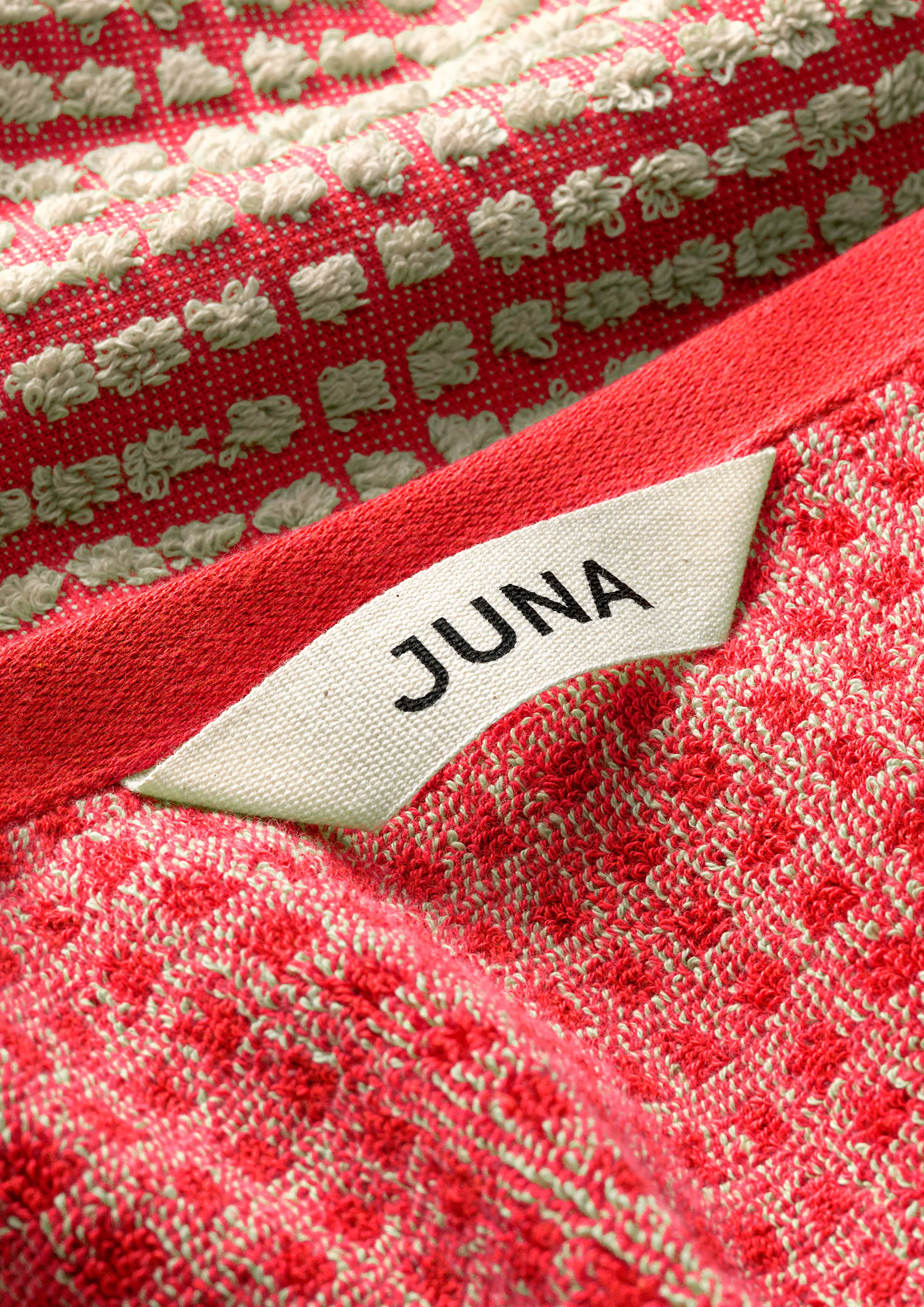 格纹毛巾 50x100cm, 红色_沙色 Juna