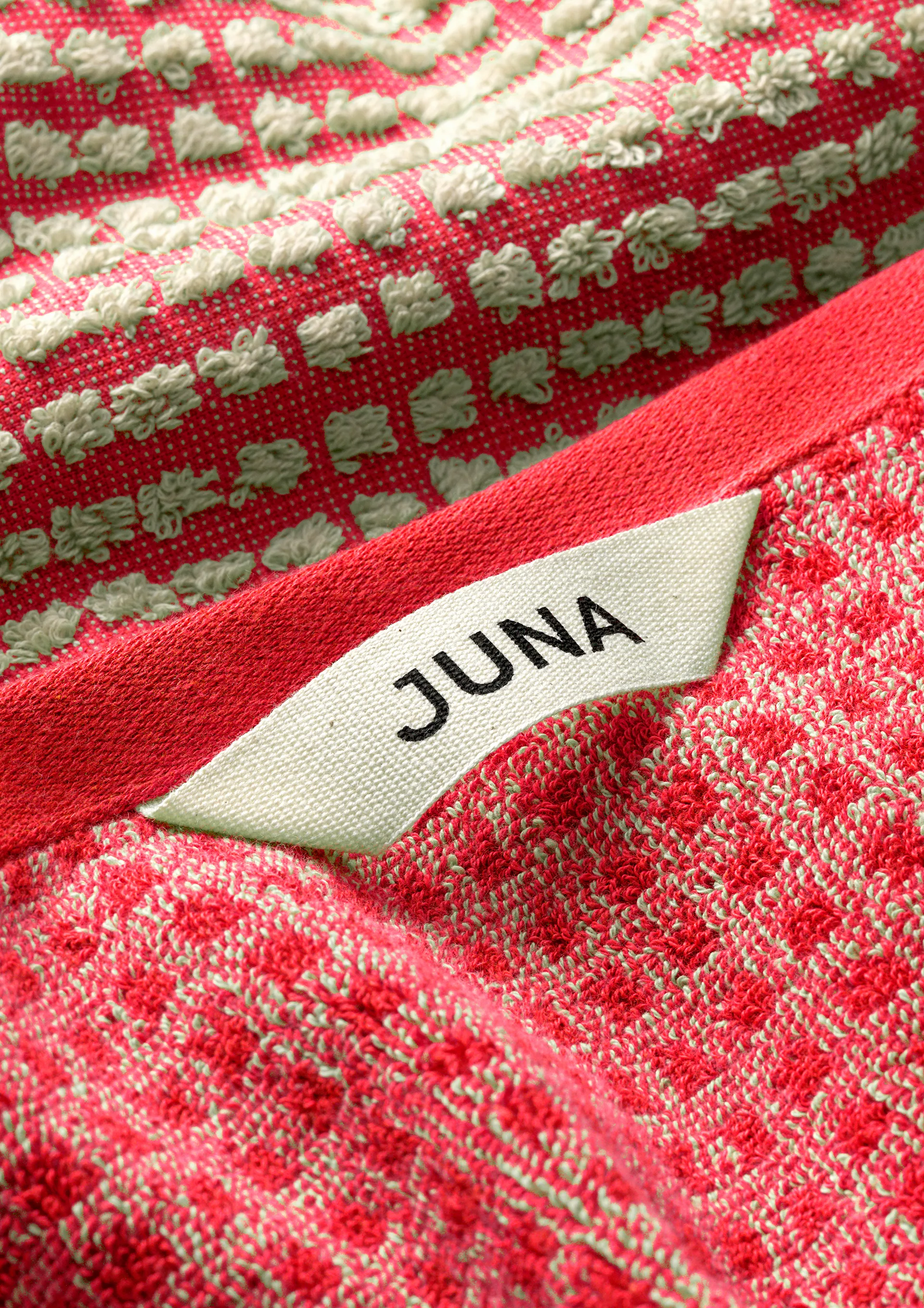 格纹毛巾 70x140cm, 红色-沙色 Juna