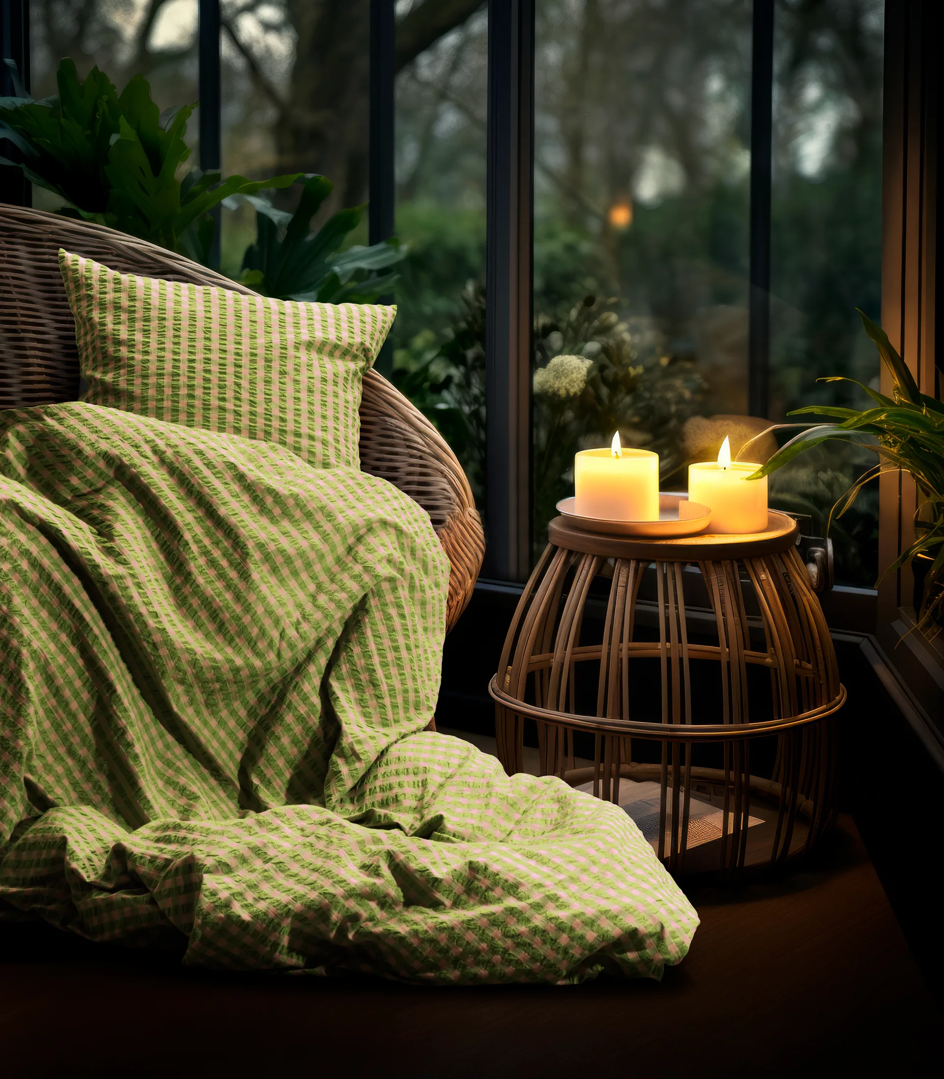 Bæk&Bølge 床上用品套装 150x210 cm, 绿色-浅粉 Juna