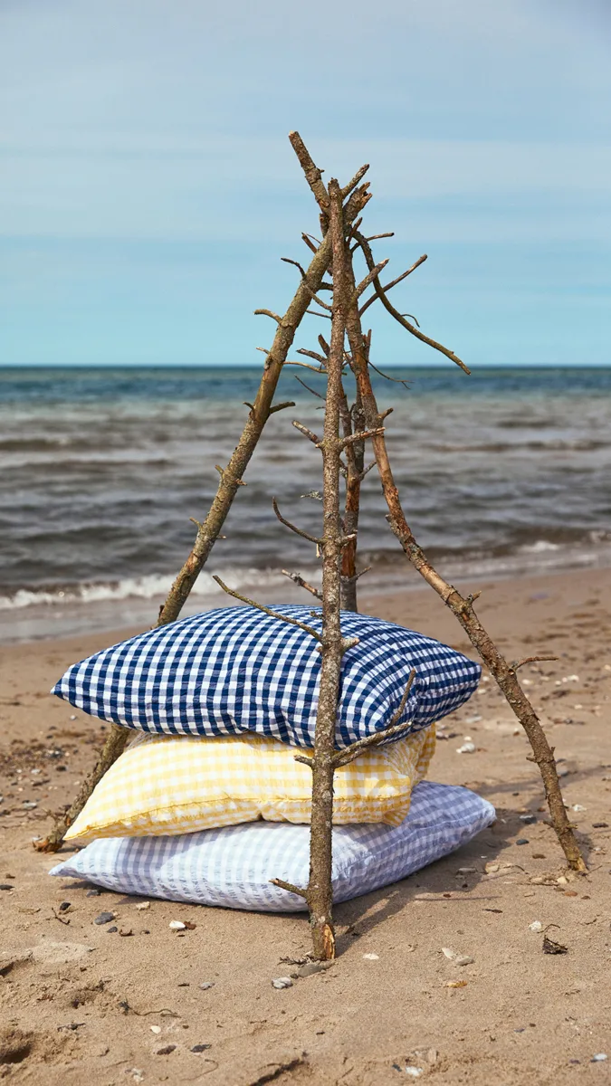 Bæk&Bølge 枕头套 50x60 cm, Dark blue-white Juna