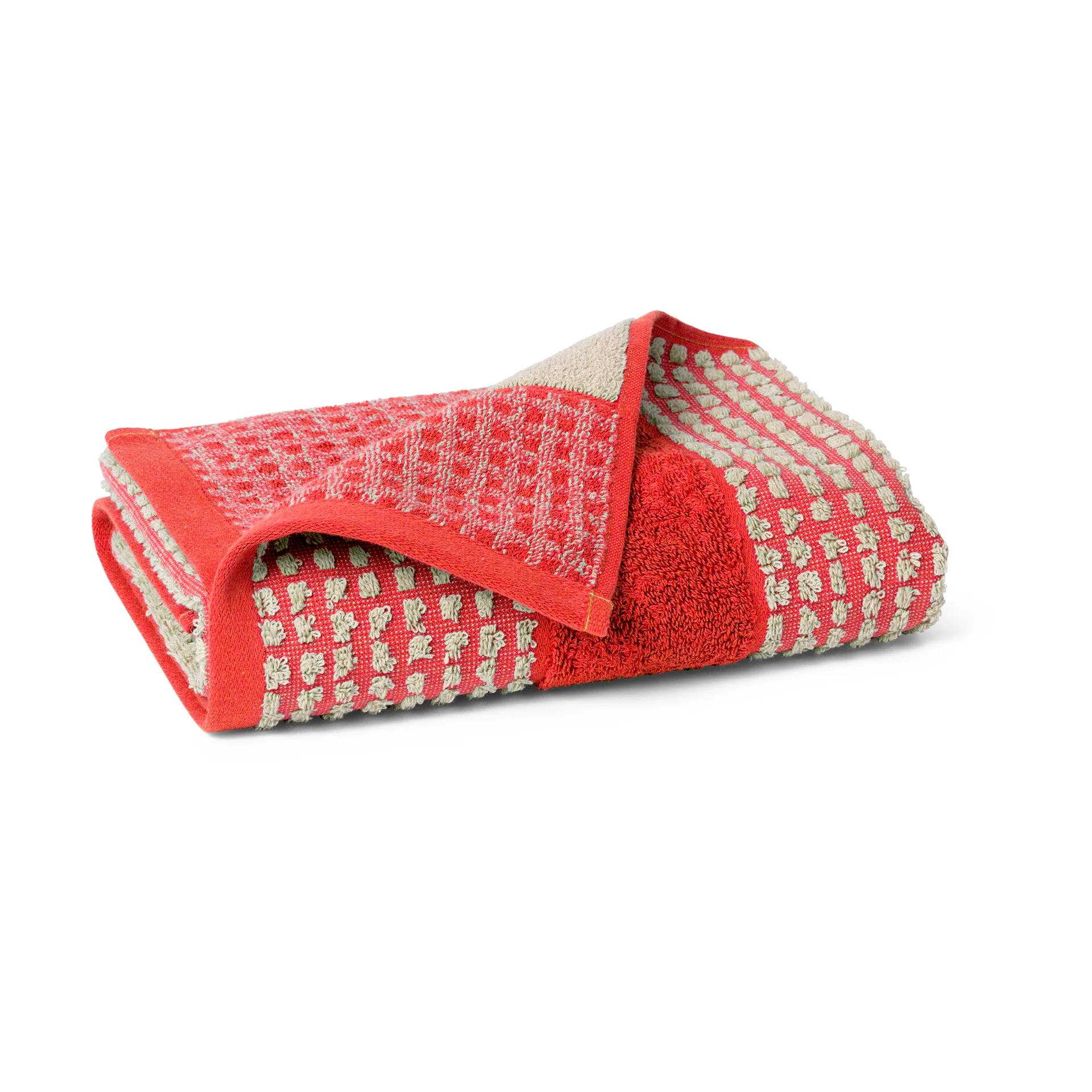 Check 毛巾 50x100 cm, 红色-沙色 Juna