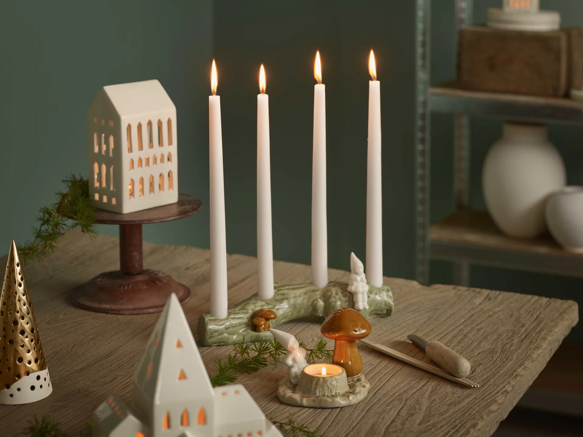 Christmas Tales tea light holder mushroom, 白色 Kähler